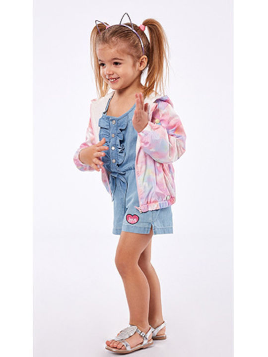 Shinny Unicorn Kids Casual Short Windproof Coat with Hood Pink