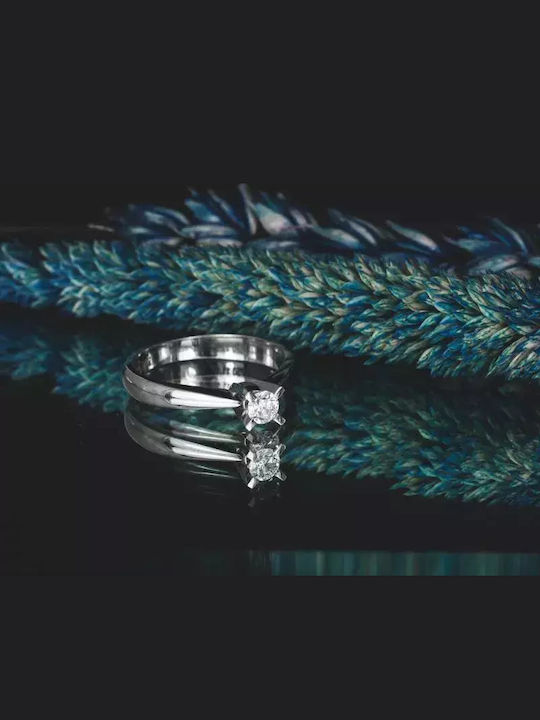 Single Stone Ring in White Gold 18K with Diamond