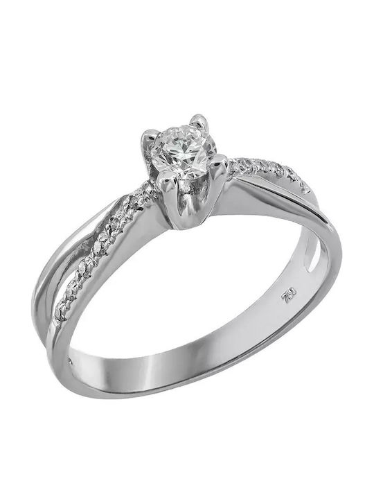 Single Stone Ring in 18K White Gold with Diamond