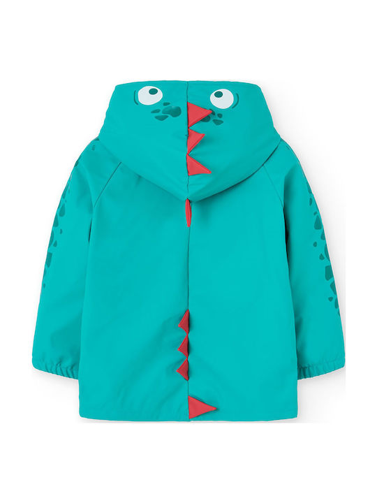 Waterproof Kids' Trench Coat with Lining & Hood Green