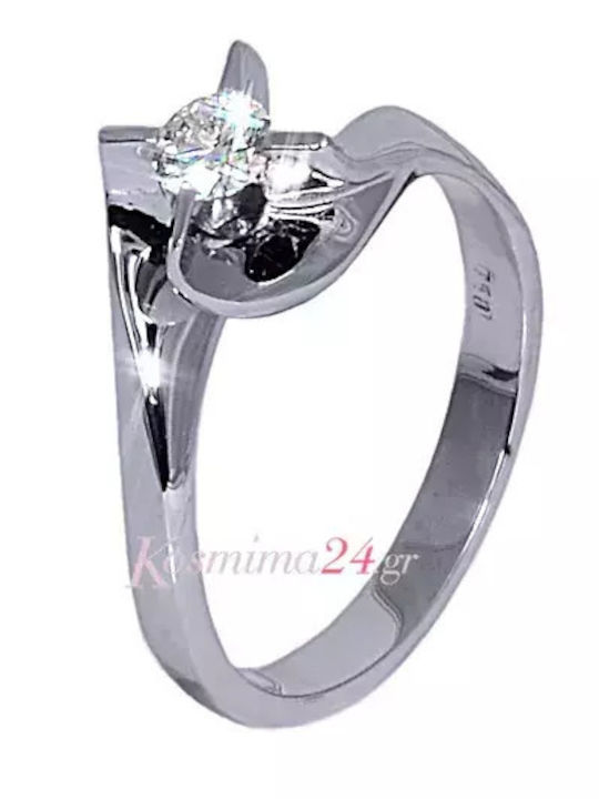 Single Stone Ring In 18K White Gold Single Stone Ring In 18K White Gold