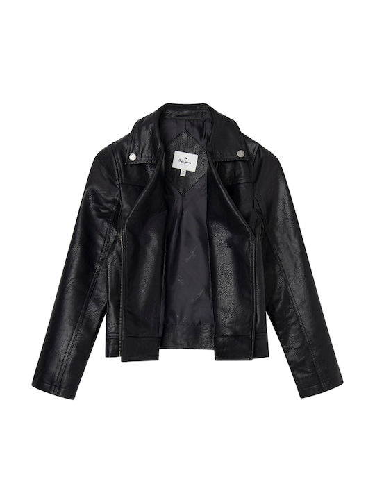 Selene Kinder Lederjacke Kurz Schwarz