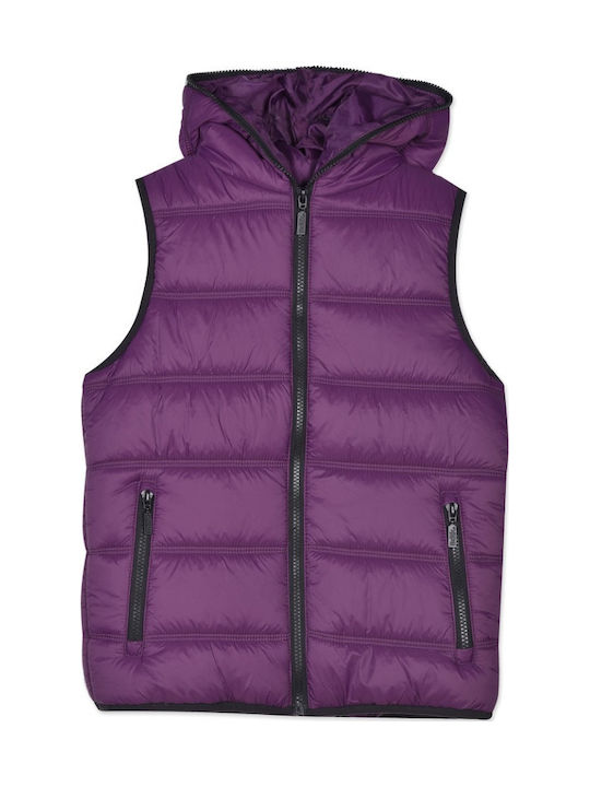 Kids' Sports Jacket Sleeveless Short with Hood Purple