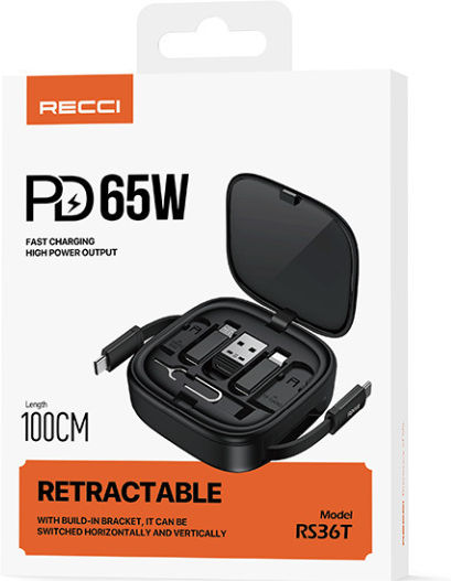 Recci USB zu Blitzschlag / Typ-C,TC-TC Kabel Schwarz 4m (RS36T)