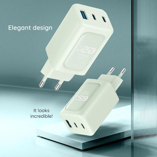 Havit Incarcător Fără Cablu cu Port USB-A și 2 Porturi USB-C 65W Verde (UC260)