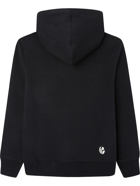 Kids Sweatshirt Cardigan with Hood and Pockets Black Lamonty