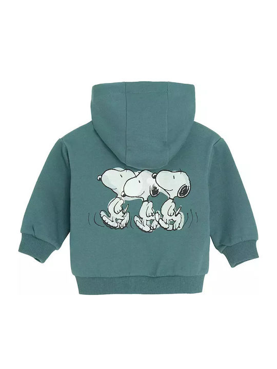 Παιδική Ζακέτα Φούτερ με Κουκούλα Πράσινο Snoopy