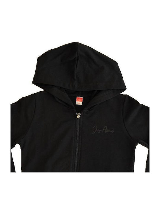 Kids Sweatshirt Cardigan Cotton with Hood Black