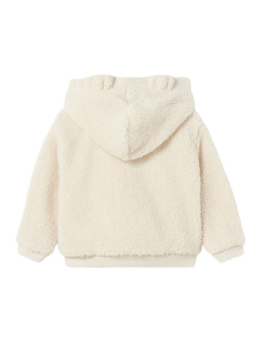 Kids Cardigan Fur with Hood Beige