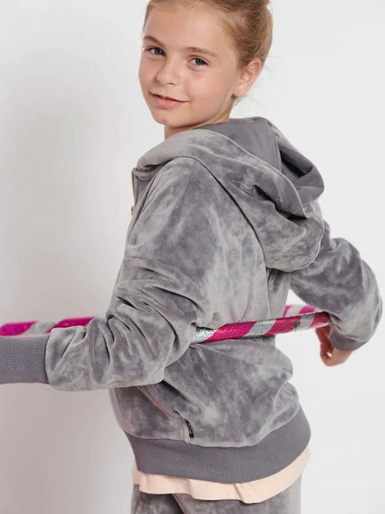 Athletic Kids Cardigan with Hood Gray Lux