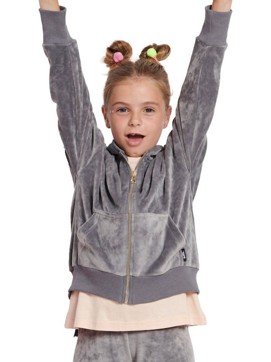 Athletic Kids Cardigan with Hood Gray Lux