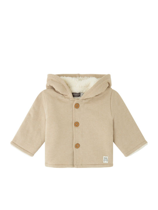 Kinderstrickjacke Pelz mit Kapuze Beige