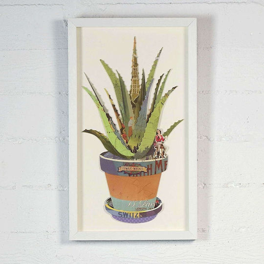 Supergreens Collage Aloe Rahmen Holz 30x50cm
