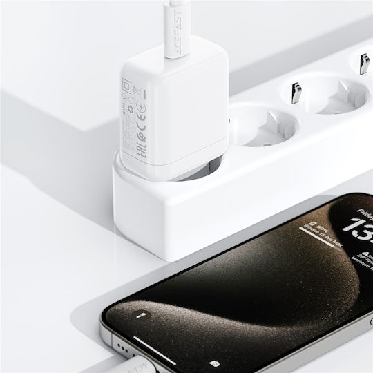 Acefast GaN Wireless Charger with USB-C Port 20W Power Delivery White