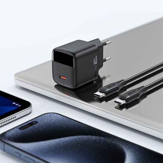 Acefast GaN Wireless Charger with USB-C Port 20W Black (A113)