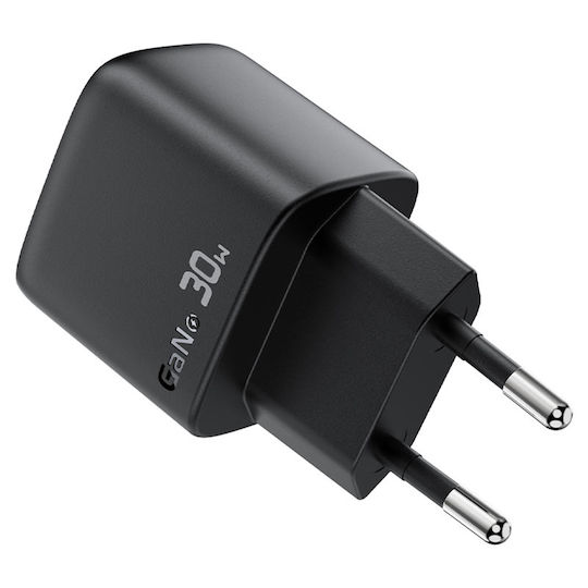 Acefast Φορτιστής GaN με Θύρα USB-C και Καλώδιο USB-C - USB-C 30W Μαύρος (A115)