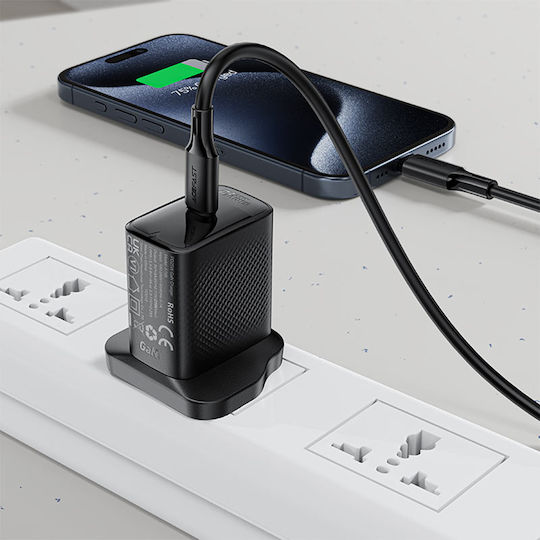 Hoco USB 2.0 Cable USB-C male - USB-C 60W Black 1.2m (C17-03)