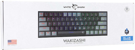 White Shark WAKIZASHI 2 Гейминг Механична Клавиатура 60% с Синьо по поръчка суичове и RGB подсветка (Английски US) Grey/Black