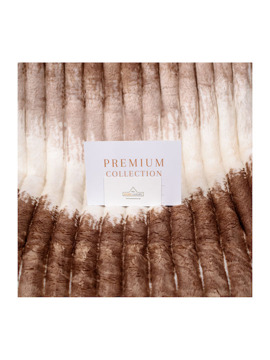 My Home Luxury Κουβέρτα Fleece Υπέρδιπλη 220x240εκ. Εκρού - Σκούρο Καφέ