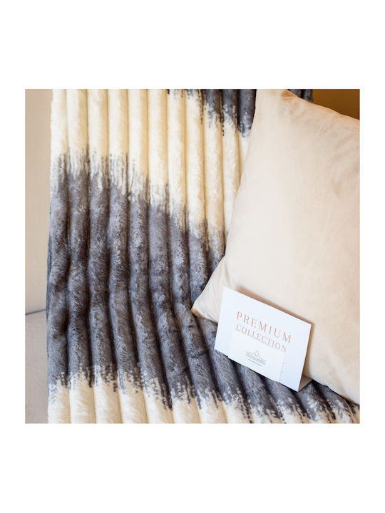 My Home Luxury Κουβέρτα Fleece Υπέρδιπλη 220x240εκ. Εκρού - Μπλε