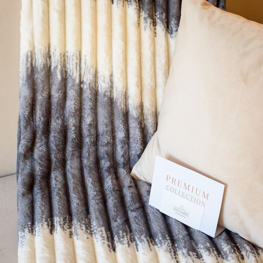 My Home Luxury Blanket Fleece Queen 220x240cm Ecru - Blue