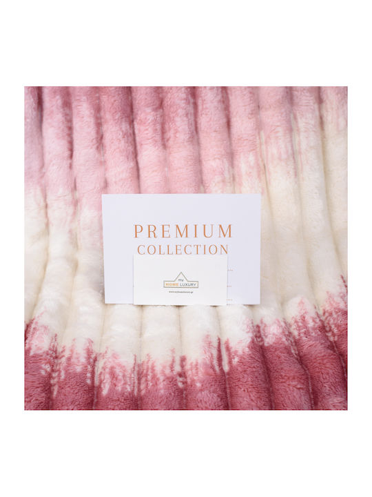 My Home Luxury Fleece Blanket Double 220x240cm Ecru - Pink