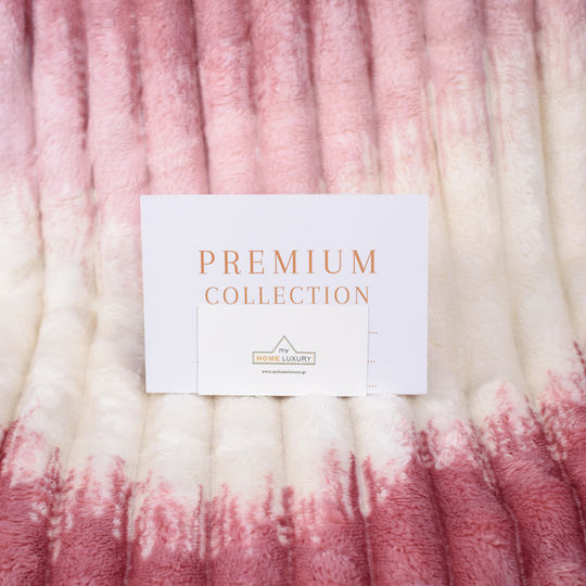 My Home Luxury Fleece Blanket Double 220x240cm Ecru - Pink