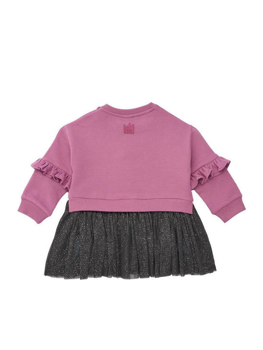 Children's Dress Sweatshirt Long Sleeve Tulle Mauve