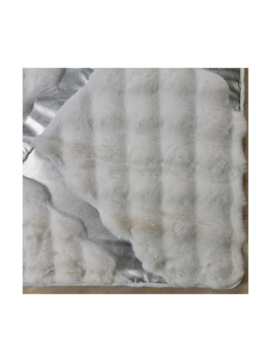 Saray Home Rabbit Luxurius Σετ Μοντέρνα Χαλιά Κρεβατοκάμαρας Λευκό-ασημί DSN05 WHSLV 3τμχ