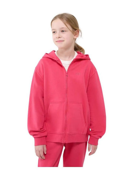 Kinder-Sweatshirt Strickjacke mit Kapuze und Taschen Rosa