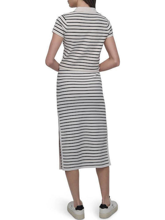 Pencil Midi Skirt Ivory / Black