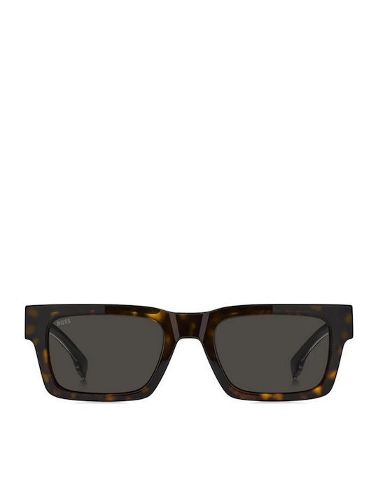 Boss Unisex Sunglasses with Brown Tartaruga Plastic Frame and Gray Lens Boss 1855/S 086/IR