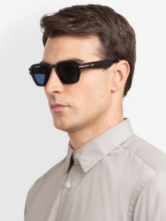 Boss Men's Sunglasses with Black Plastic Frame and Blue Lens Boss 1853/S 807/KU