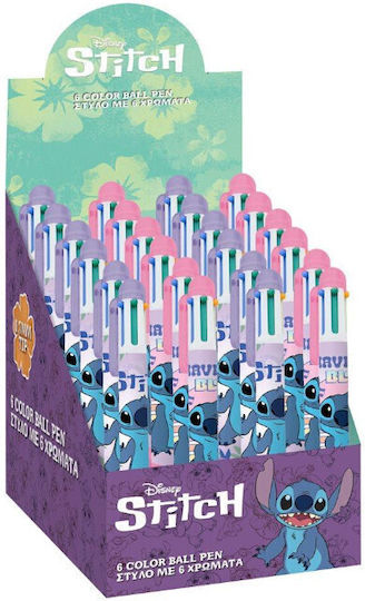 Disney Pens 6 Ink Colors Stitch 2 Designs 0.7mm Ballpoint 000564900 1 Piece