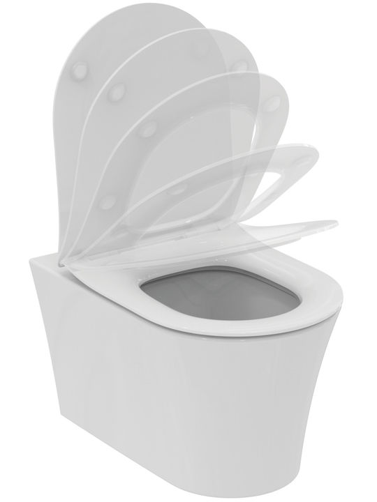 Ideal Standard Wandhängende Toilette mit Deckel Sanftes Schließen Weiße