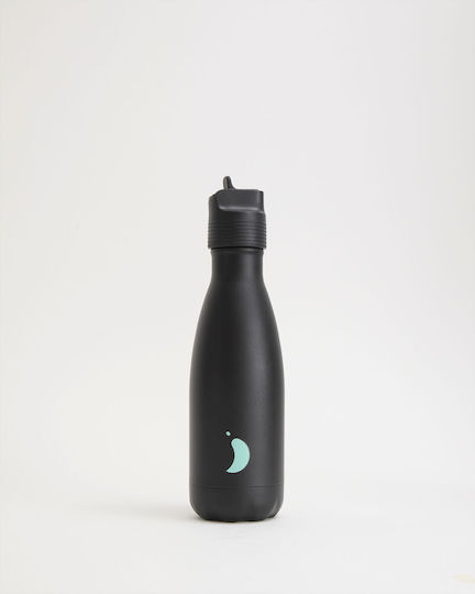 Chilly's Recyclable Thermos Bottle Plastic Stainless Steel BPA Free 350ml Kids Jet Black
