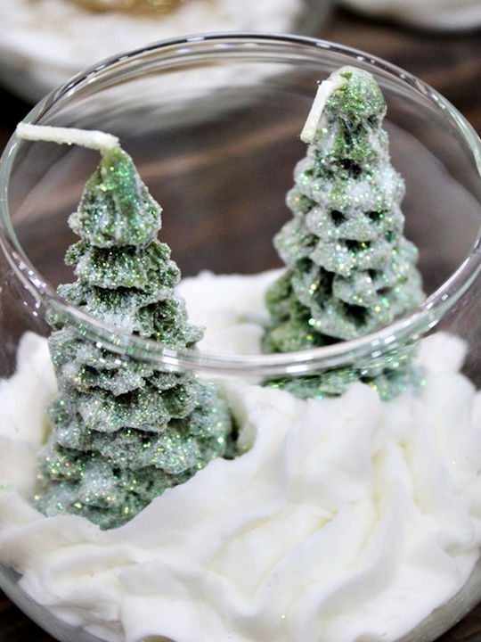 Glass 12 X 9cm Composition 2 Green Trees Scented Soy Candle White Musk