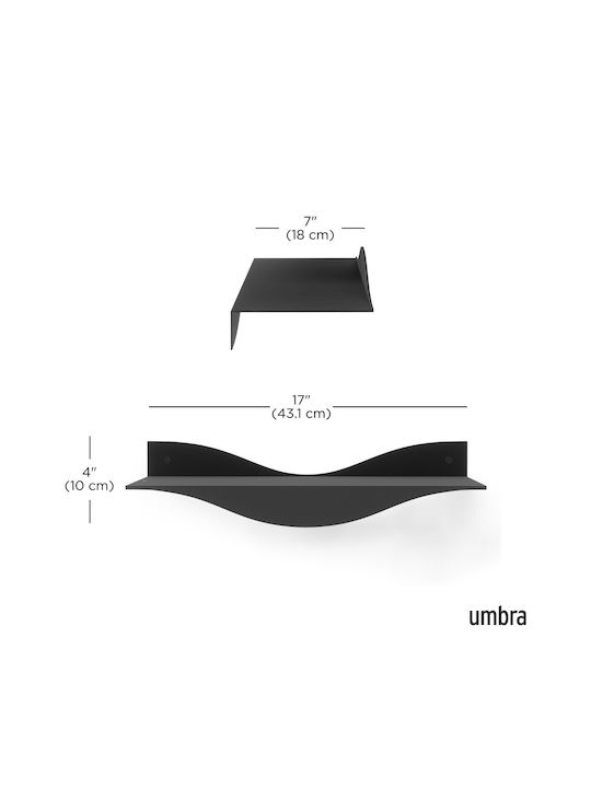Shelves Wall Black 2pcs 43x18x10cm
