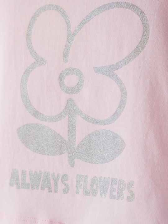 Παιδική Μπλούζα Κοντομάνικη Ροζ Always Flowers