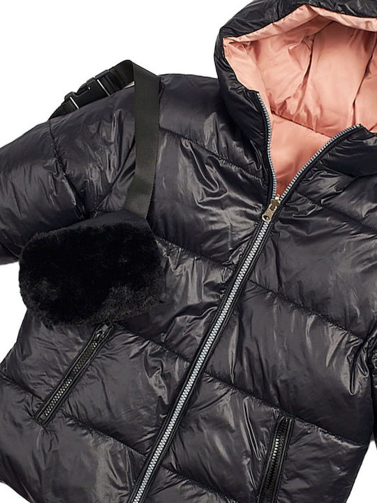 Kids' Casual Jacket Long with Hood Black