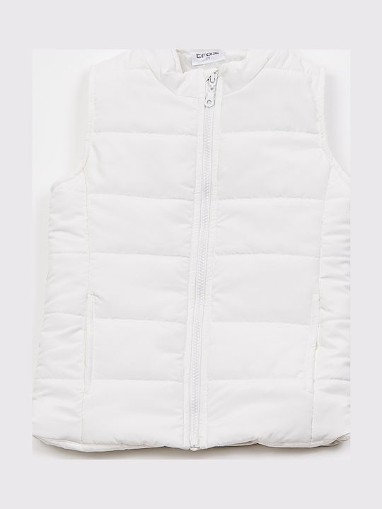 Kids Casual Sleeveless Short Ecru Jacket