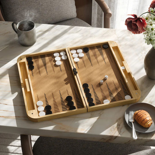 Umbra Board Game 2 in 1 Chess Backgammon Wooden Natural Blitz 7.4x5.8