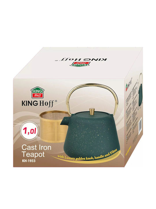 KING Hoff Kettle Teekanne mit Filter Gusseisen Grün 1000ml