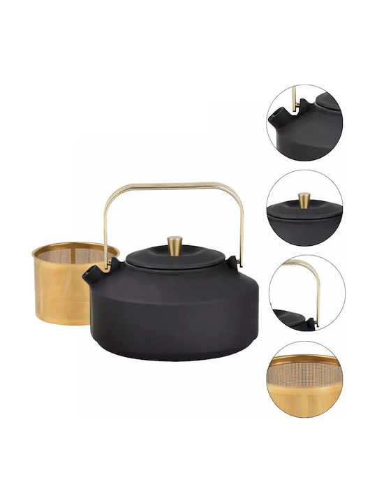 KING Hoff Teapot with Filter Cast Iron Black 1000ml