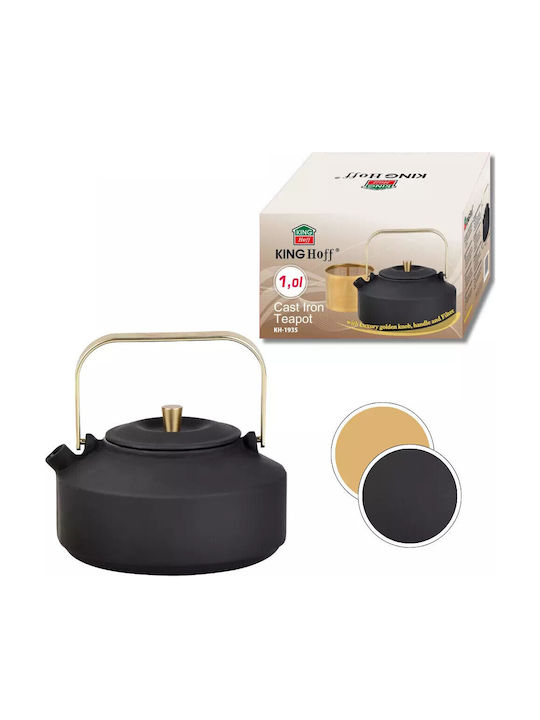 KING Hoff Teapot with Filter Cast Iron Black 1000ml