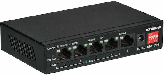 Edimax GS-1105PE Managed L2 PoE Switch με 5 Θύρες Gigabit (1Gbps) Ethernet