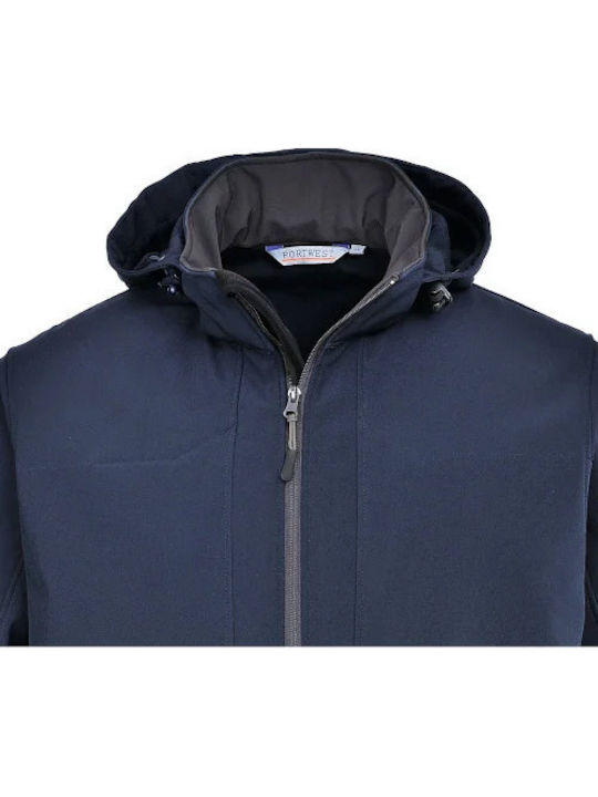 Portwest Μπουφάν Εργασίας Softshell με Επένδυση Fleece και Αποσπώμενη Κουκούλα Μπλε