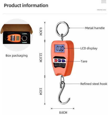 Carne Scale Професионална везна за окачване с капацитет на претегляне 200кг
