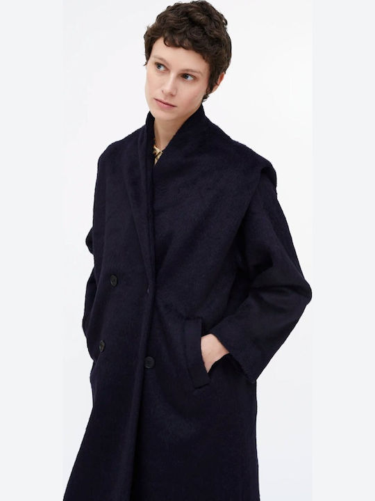 Дамско Син Палто Oversized с копчета