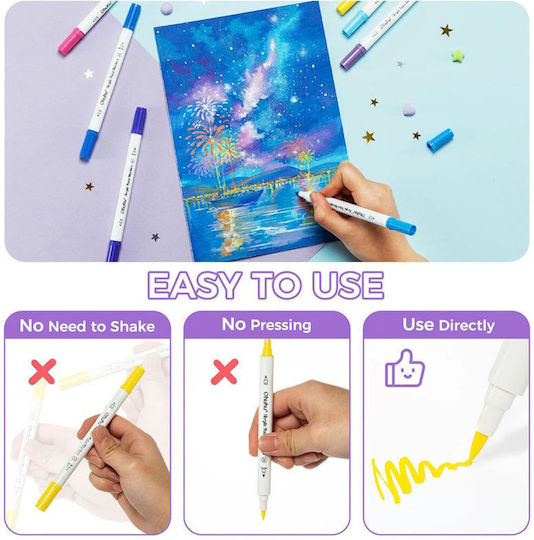 Ohuhu Acrylic Cotton-core Fine & Dot 36 Drawing Markers Basic Colors